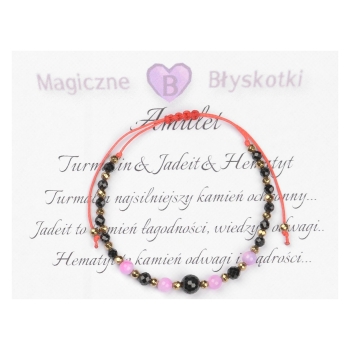 Bransoletka celebrytka czarny TURMALIN JADEIT HEMATYT ochrona i odwaga